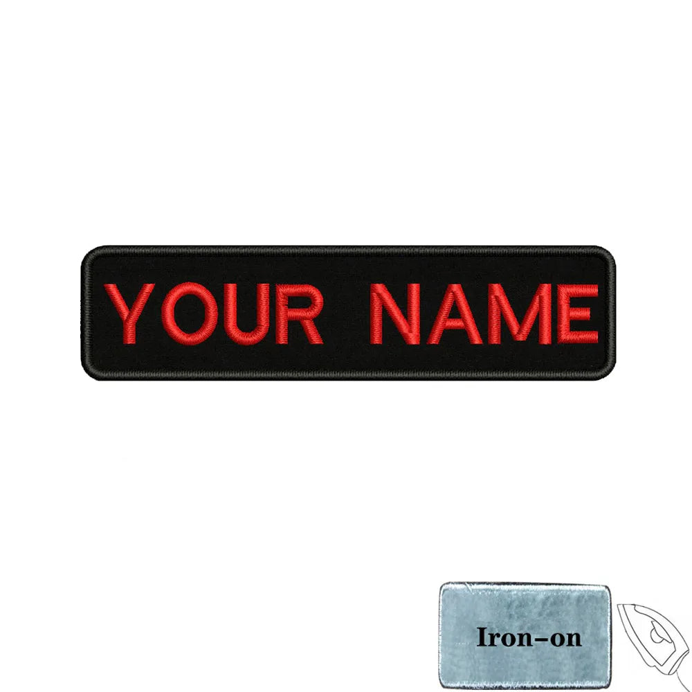 1PC 10cmX2.5cm Custom Personalized Name number Patch Stripes Badge tags chevrons Armband Iron On Or Hook Loop embroidered