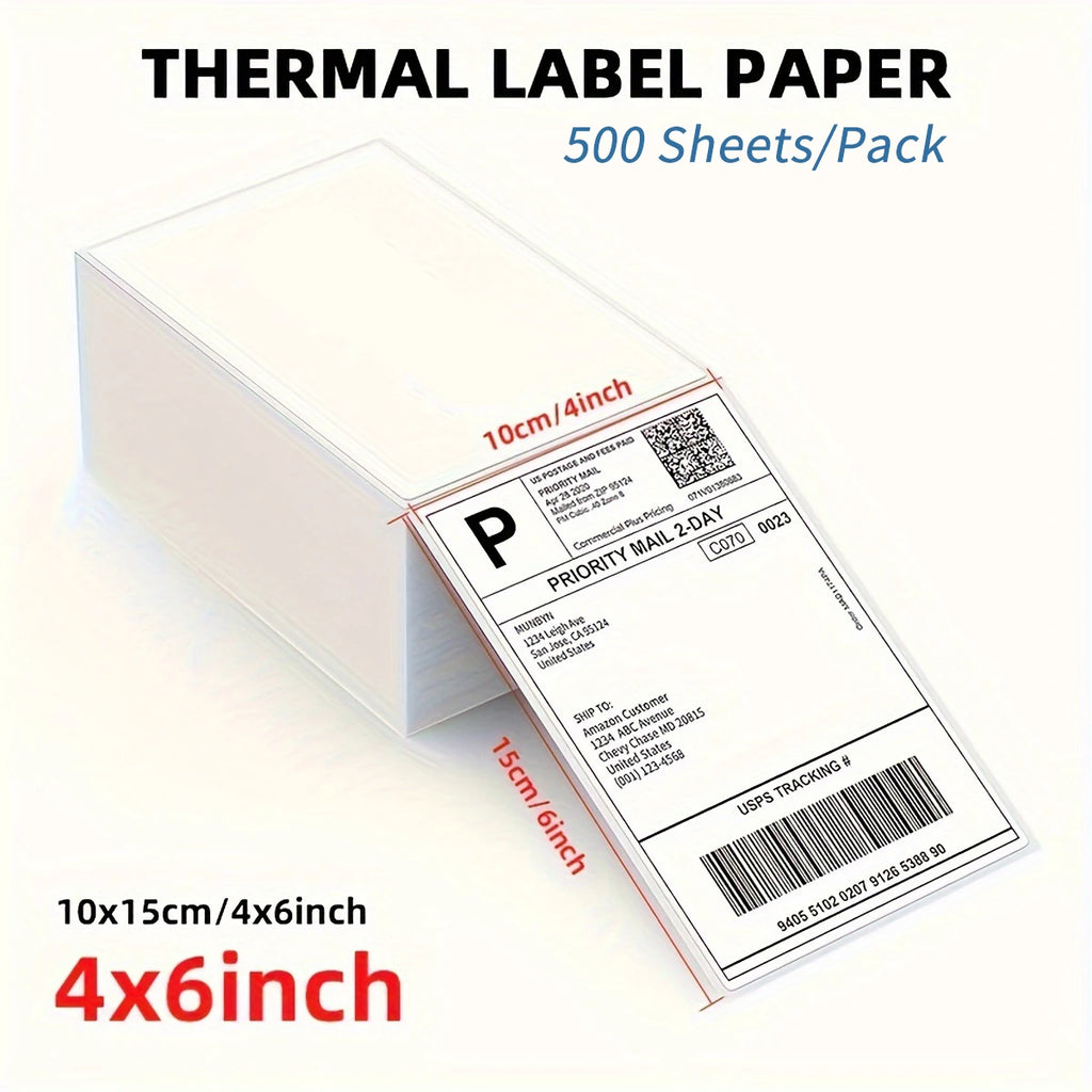 500/1000 Sheets 4''x6'' White Thermal Label Paper for Thermal Label Printers Logistics Shipping Labels 100x150mm
