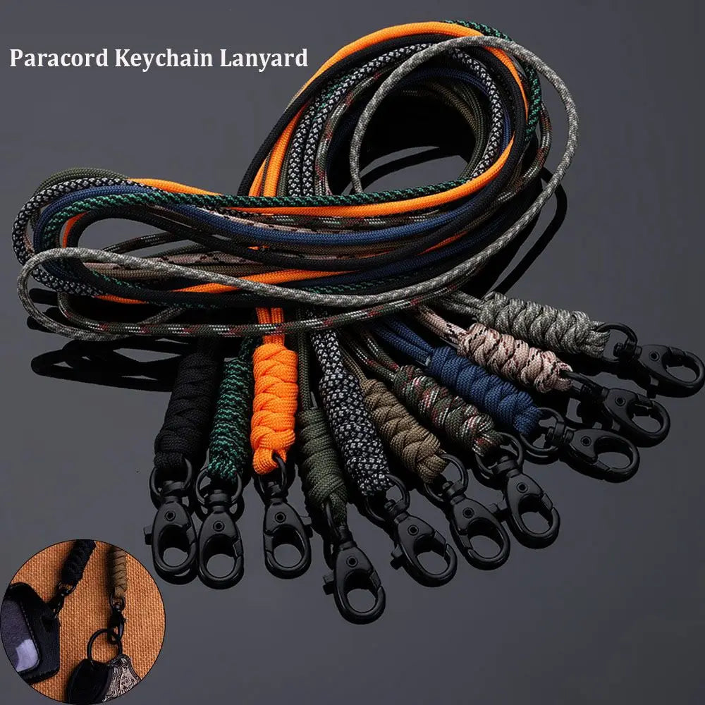 Emergency Survival Backpack High Strength Paracord Keychain Parachute Cord Lanyard Rotatable Buckle Key Ring
