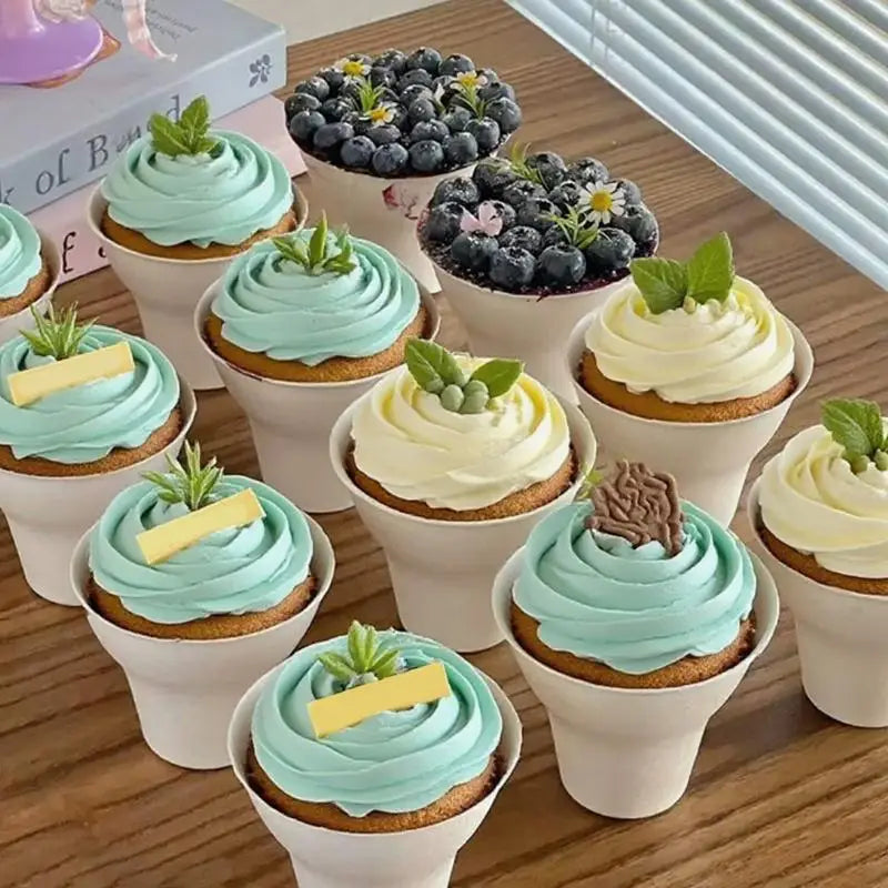 10Pcs Disposable Ice Cream Cup Dessert Cake Paper Cup Shaved Ice Yogurt Bowl Food Grade Tiramisu Dessert Pulp Cups