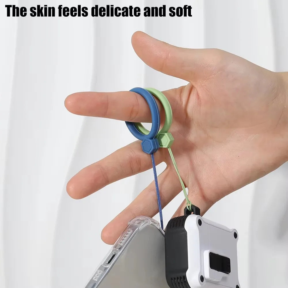 10Pcs Silicone Mobile Phone Hanging DYM Ring Anti-Lost Straps Lanyard for iPhone Xiaomi Samsung AirPods Case Holder Pendant