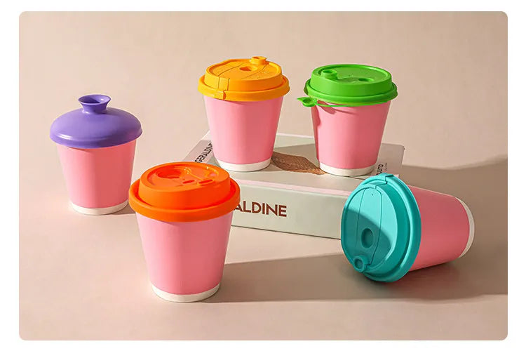 Disposable Milk Tea Coffee Hot Drink Paper Cup Pink Thickened Hollow Beverage Shop Takeaway Packaging Disposable Cups 100pcs