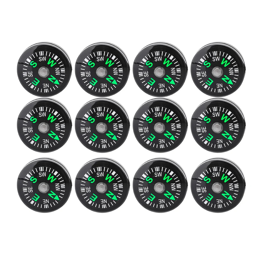 12pcs 20mm Mini Pocket Oil Filled Compass Survival Compasses For Hiking Camping Outdoor Activities Accessory