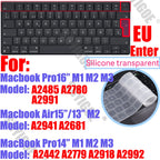 Silicone Keyboard Cover for All MacBook Air/Pro 13 14'15'16 inch,M1,M2,M3 M4 M5 Chip Model A2918,A2992,A3113,A2337,A2941 US & EU