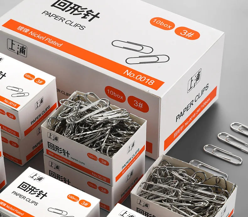 100Pcs Nickel-Plated Paper Clips Rust-Proof Thickened Office Supplies for Organizing And Binding