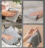 1/100PCS Gray Bamboo Charcoal Thickened Super Absorbent Dishcloth Anti-grease Kitchen Wiping Rags Microfiber Cleaning Cloths