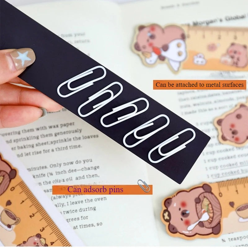Cartoon Capybara Magnetic Bookmark Ruler Cute Irregular Drawing Ruler for Students Creative Kawaii Kids School Stationery