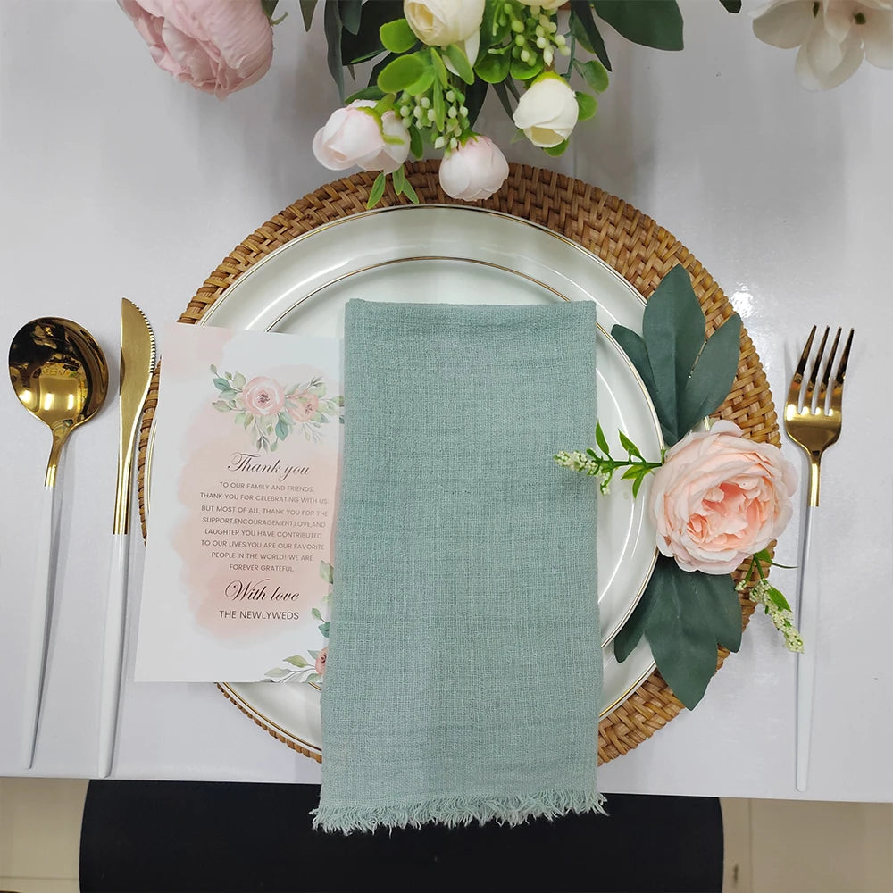 6PCS 43x43cm Dinner Table Rustic Decor Muslin Tea Towels, Birthday Decore Retro Cotton Cheesecloth, Cotton Gauze Wedding Napkins