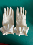 Sexy Black Fetish Latex Gloves Wrist Length with Lace and Bow