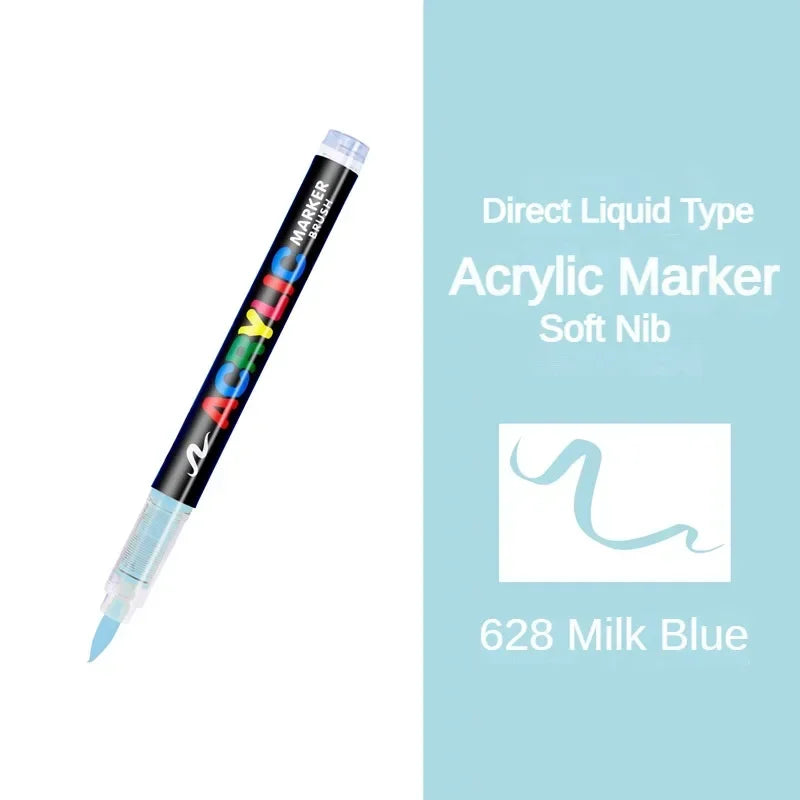 GUANGNA 16 Colors Direct-liquid Acrylic Paint Pens Brush Marker Pen for Rock Painting Stone Ceramic DIY Art Supplies Stationery