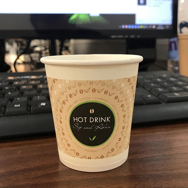 100pcs/pack 6oz 150ml Disposable Paper Cup Office Coffee Cup Paper Cup For Hot Drinking Party Supplies