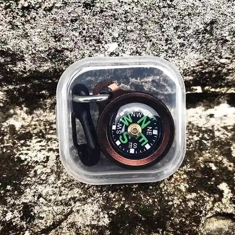 Mini Aluminum Alloy Compass Keychain Pendant Outdoor Hiking Camping Mini Portable Compass Bag Charm