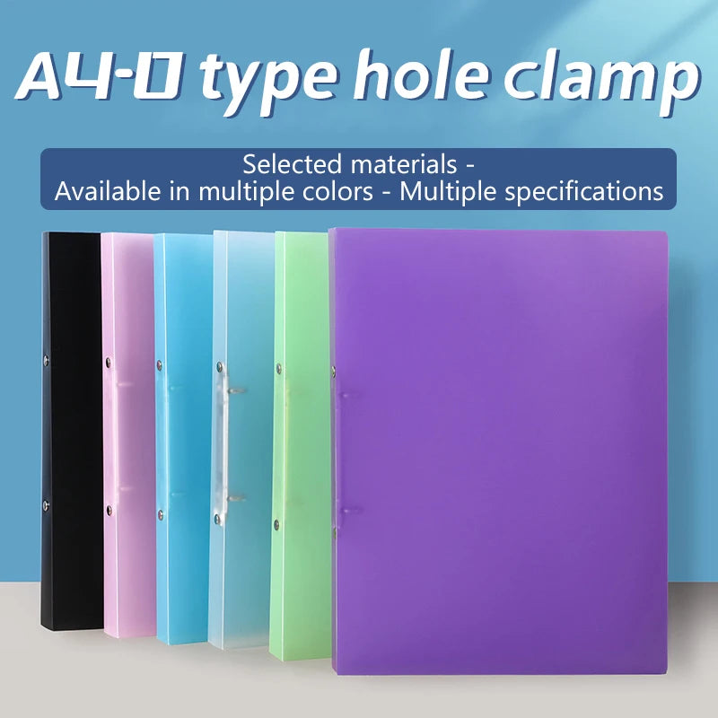 1PCS A4 Perforated Folder Candy-Colored Transparent O-shaped 2-hole, 3-hole, 4-hole Waterproof File Folder Binder