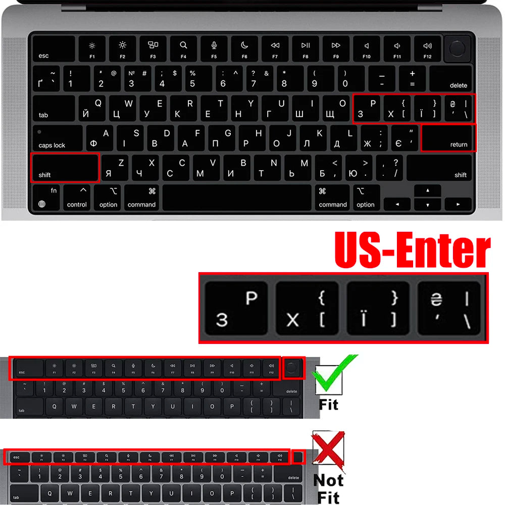 Ukraine Version Silicone Keyboard Protector Cover Waterproof Dustproof Skin for MacBook M5 M4 M3 M2A3113 A3240 A3241 A3401 A3112
