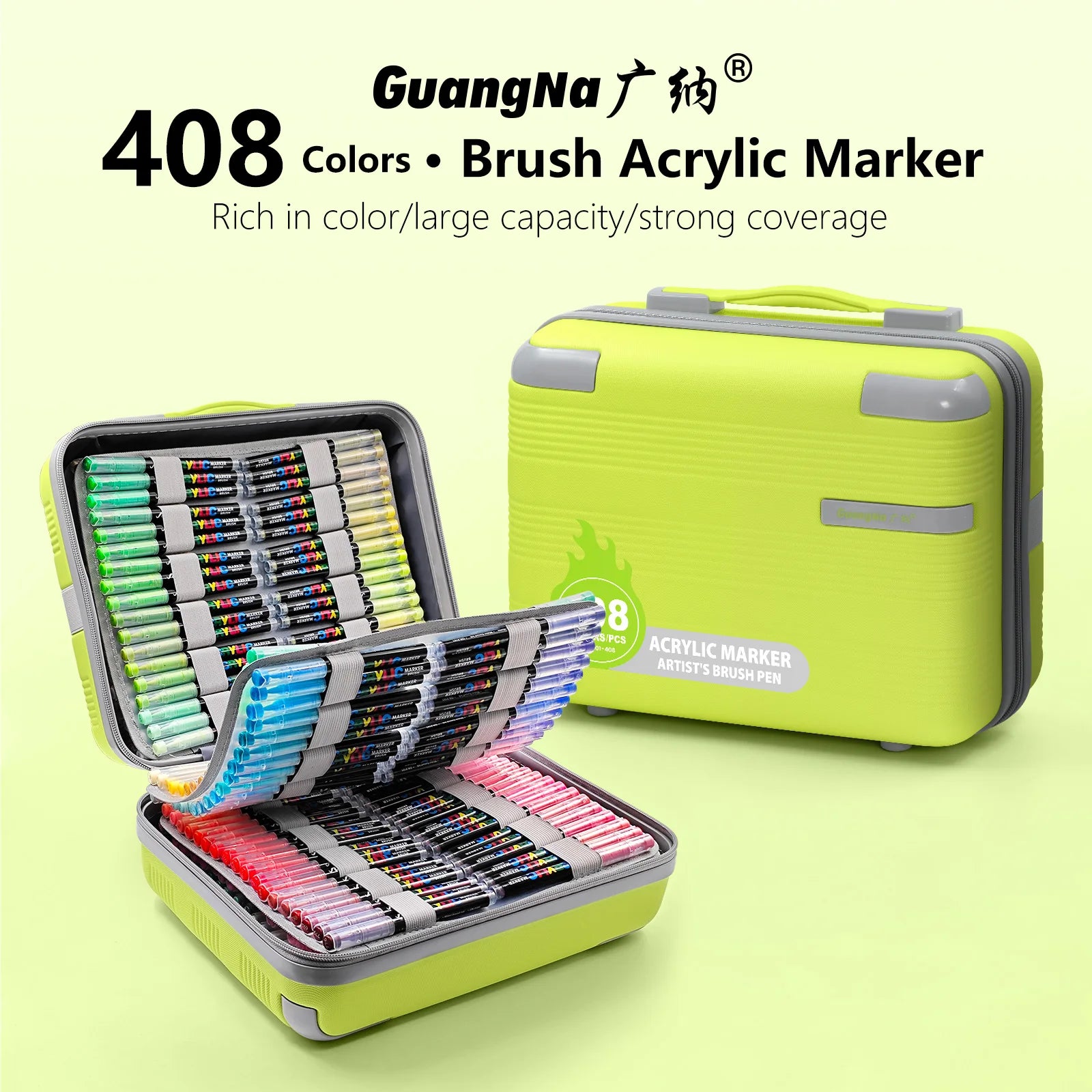 GuangNa 12/360/408 Colors Acrylic Paint Pen Markers Acrylic Skin Color Brush Tip Paint Marker for Wood Rock Painting Canvas Gift
