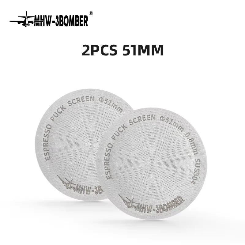 MHW-3BOMBER Titanium Coating Espresso Puck Screen 51/53/58.5mm Reusable Metal Filter 0.8mm Thickness Lower Shower Screen