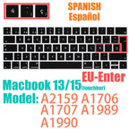 Keyboard Protective Film Silicone for 12-16' MacBook Air/Pro M1 M2 M3 Spanish Keyboard Cover Soft Protection Accessories Black