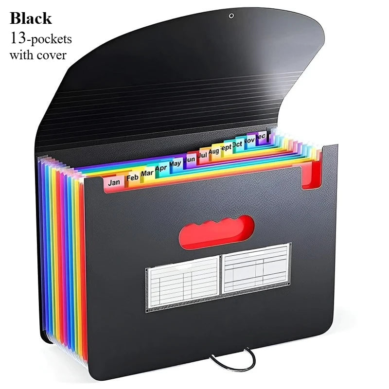 Large Capacity 13/25/37 Pockets A4 Accordion File Organizer w/Cover Handheld Document Folder Colorful Storage for School Office