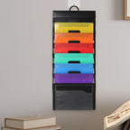 6 Layer Accordion File Folder Organizer Portable Hanging Wall Document Holder Office Classroom Home Storage Black