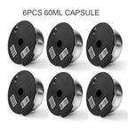 Stainless Steel Reusable Tassimo Pods with 4 Black Silicone Lid Tamper Compatible for-Bosch Tassimo Machine