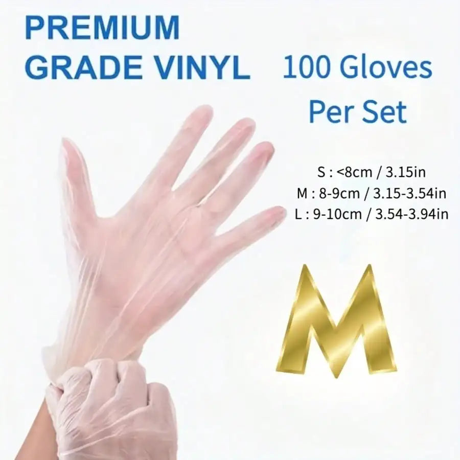 100pcs Transparent disposable latex gloves, suitable for kitchens, bathrooms, pet care, beauty, hair care and hotels, etc