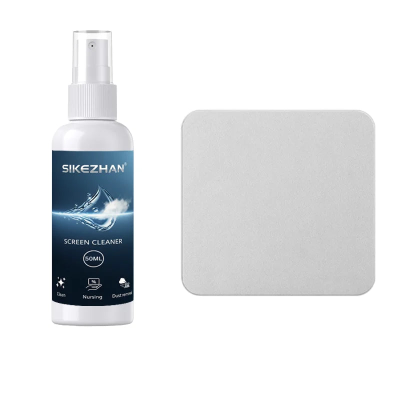 Screen Cleaner 50ml + Microfiber Polishing Cloth, Streak‑Free Phone/Laptop/Tablet/Monitor Kit, Removes Fingerprints & Dust