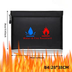 Fireproof Waterproof Document Bag with Zipper Closure for Certificates Money Cards Storage Home Office Travel Portable Organizer