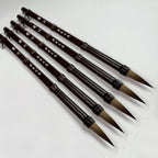 5 Pcs Wood Calligraphic Brush Weasel Wolf Hair Langhao Writing Brush Medium Size Chinese Bamboo Traditional Paintbrush Wholesale