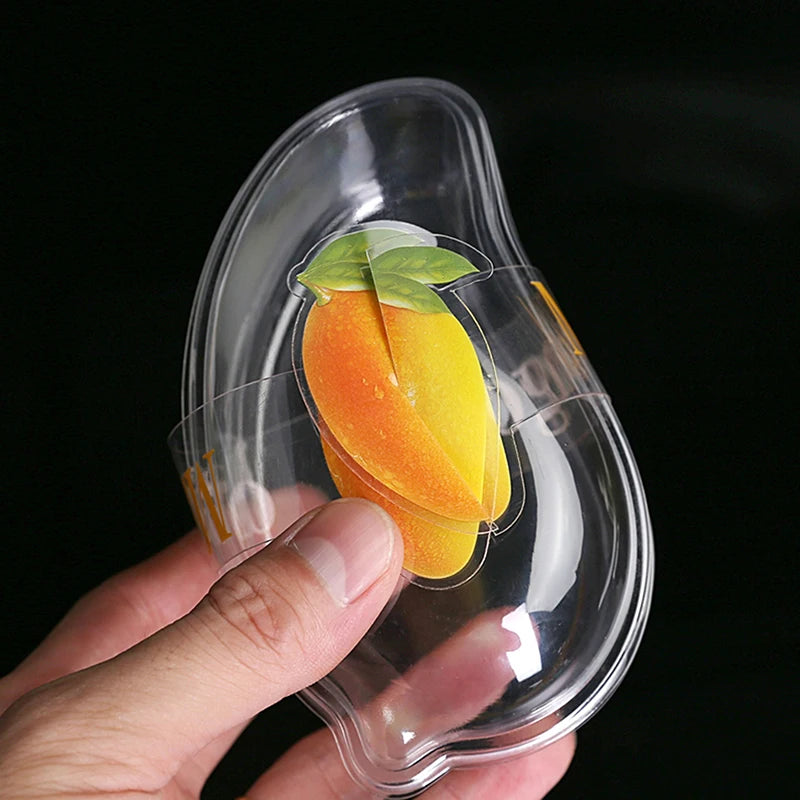 10pcs Creative Mango Shape Disposable Dessert Cake Plastic Cup DIY Cake Cream Mousse Packaging Box With Clear Cover