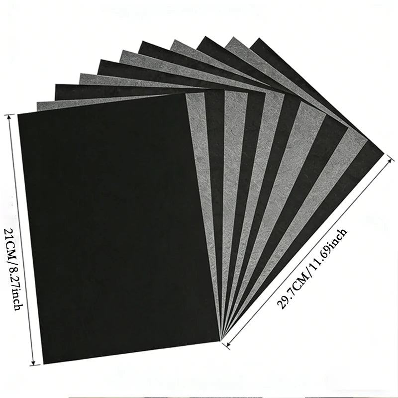 50Pcs A4 Black Graphite Copy Paper Carbon Paper Pattern Letters Erasable Tracing Paper Copy Paper Reusable Image For Office Use
