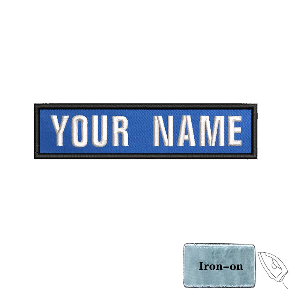 1PC 10cmX2.5cm Custom Personalized Name number Patch Stripes Badge tags chevrons Armband Iron On Or Hook Loop embroidered