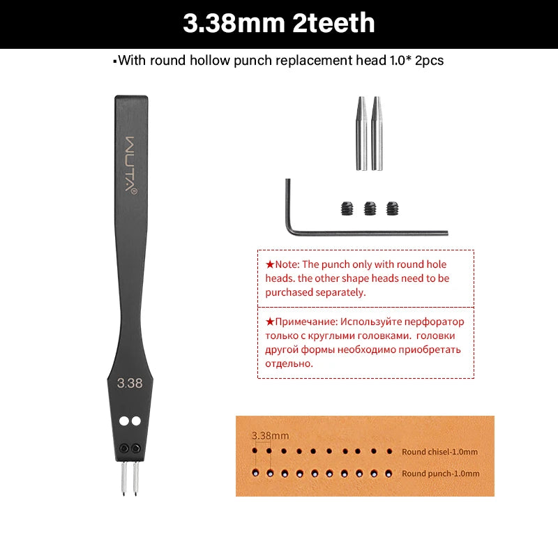 WUTA 3G Leather Punches Head Replaceable Pricking Iron Removable Diamond Olive Round Hole French Style Chisel DIY Craft Tools