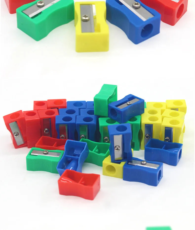 8pcs Mini Colored Single Hole Rectangular Plastic Pencil Sharpener for Elementary School Students, Manual Turning Pencil Sharpe