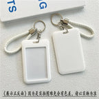 1Pc Solid Color Student Bus ID Card Protective Cover Keyring School Access Door Card Credit Card Holder Bag Set Key Chain