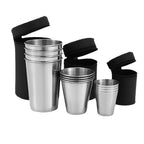 4Pcs Outdoor Practical Travel Stainless Steel Cups Mini Set Glasses For Whisky Wine With Case Portable Drinkware 30ml/70ml/170ml