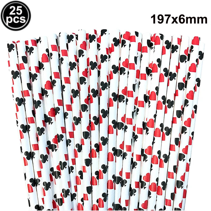 Casino Party Supplies for Men/Adults Poker Paper Plates Cups Napkins Straws for Poker Night Las Vegas Party Decorations