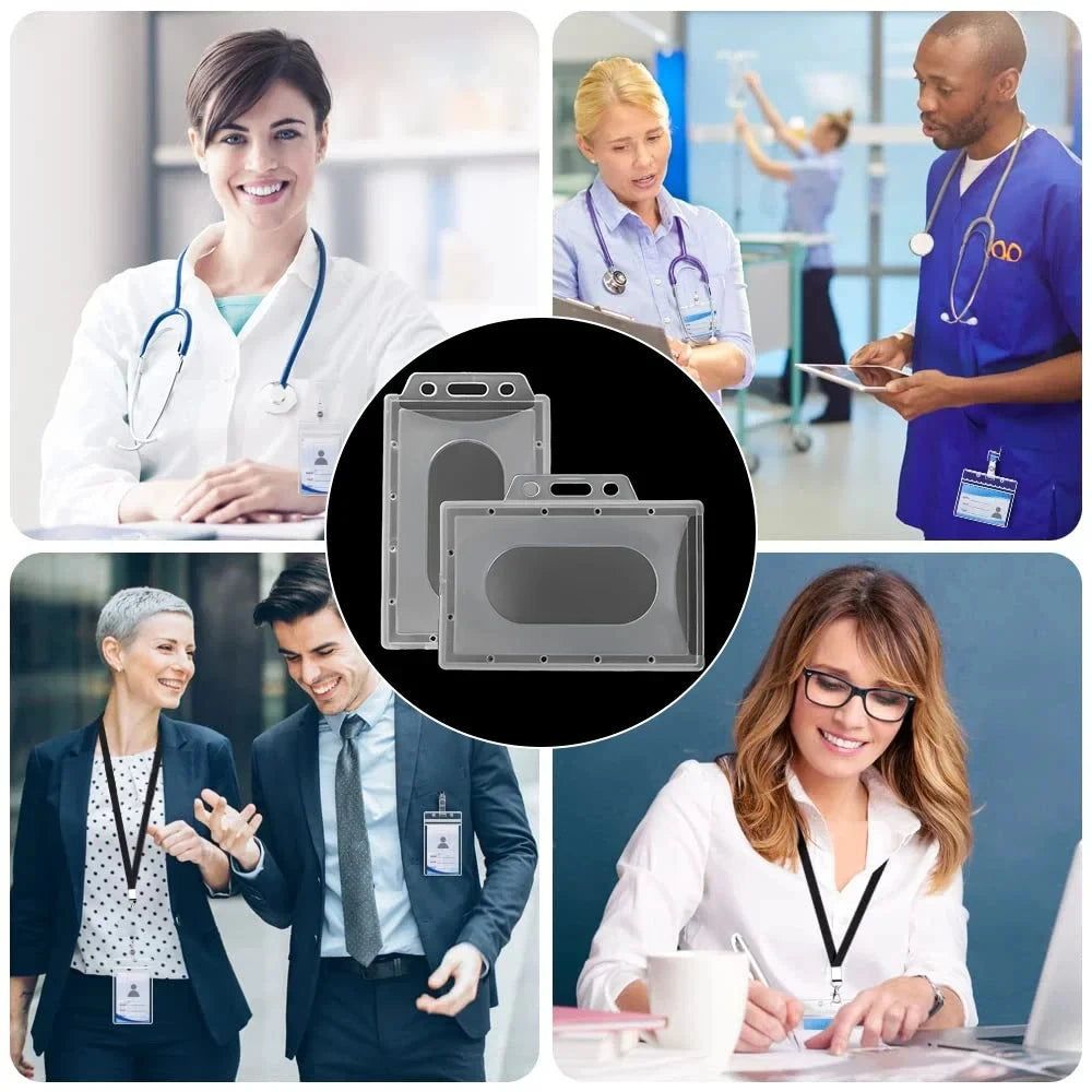 20/5/1PCS Waterproof Clear Plastic PVC ID Card Name Badge Holder Transparent Business Card Sleeve Cover for School Office