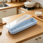 Portable Travel Tableware Storage Box with Transparent Cover Utensil Organizer for Outdoor School Home Dinnerware Kit