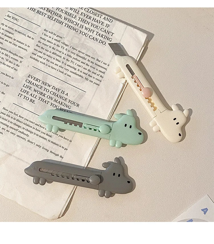 1Pcs Cartoon Cute Dog DIY Mini Multipurpose Pocket Folding Knife Letter Pen Envelope Opening Knife