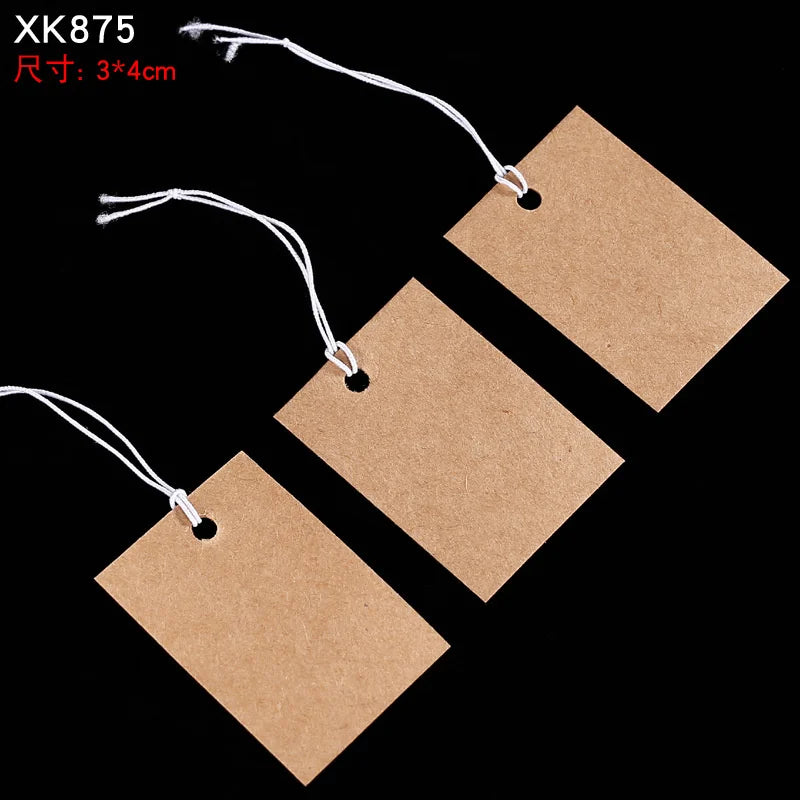 100pcs Jewelry and Jewelry Small Tags DIY Blank Hanging Rope Small Hang Tags Cowhide Elastic Thread Hanging Tags Price Tag