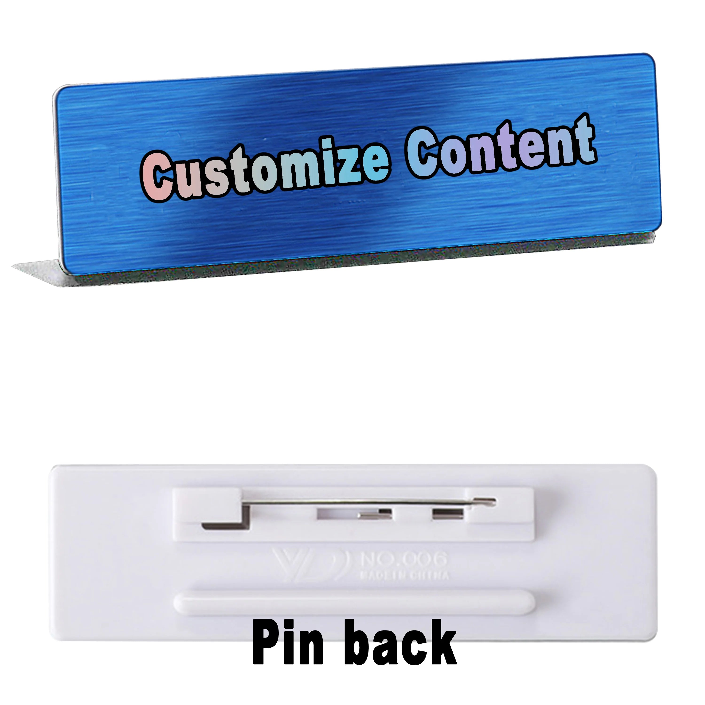 Personalized Name Tag Badges Identification Customized with Text&Logos, Stainless Steel Name for Clothing with Pin or Magnetic