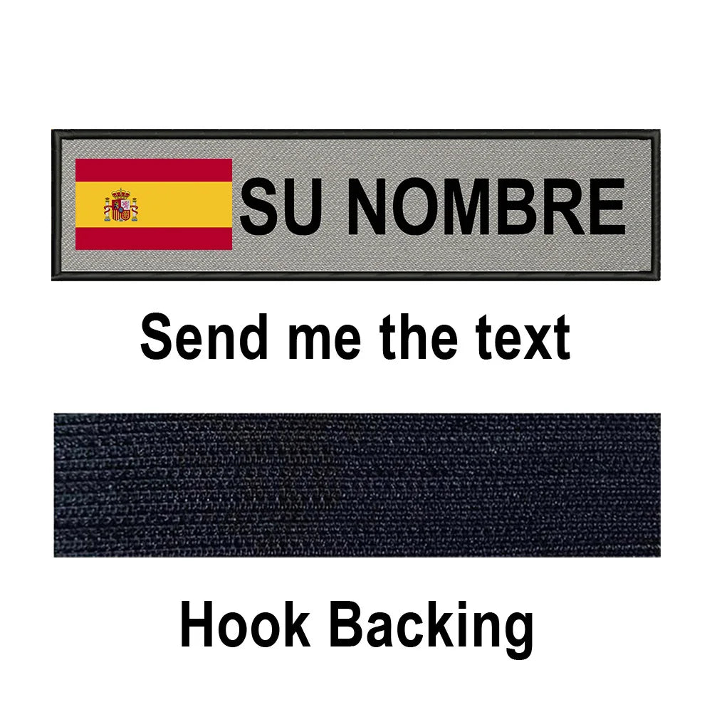 Custom Spain Flag Patch Tactical Patches Personalized Name Stripes Badge Tags Chevrons Armband Hook Loop For Military Backpack