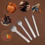 WUTA 1Set 4pcs Basic Leather Chisel Tool Diamond Pricking Iron Hole Punch Stitching Leather Craft tools 3/4/5/6mm 1-2-4-6 teeth