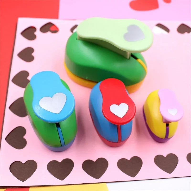 8/16/25/38/50mm Random Color Heart Punch - DIY Embossing & Paper Cutting Hole Puncher for Scrapbooking