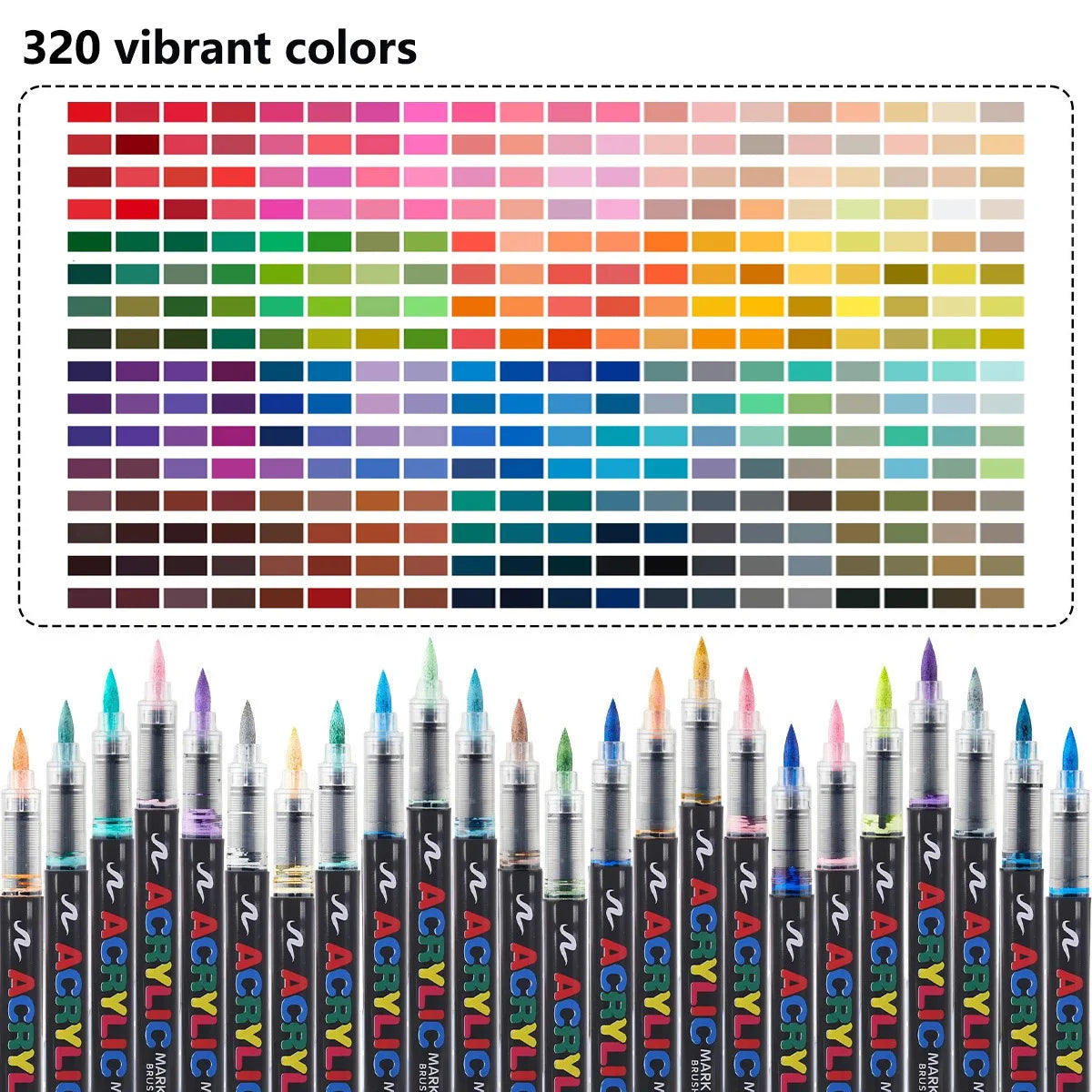 12-366 Colors Acrylic Marker Set Waterproof Acrylic Brush Marker Professional Acrylic Painting Marker DIY Art Supplies