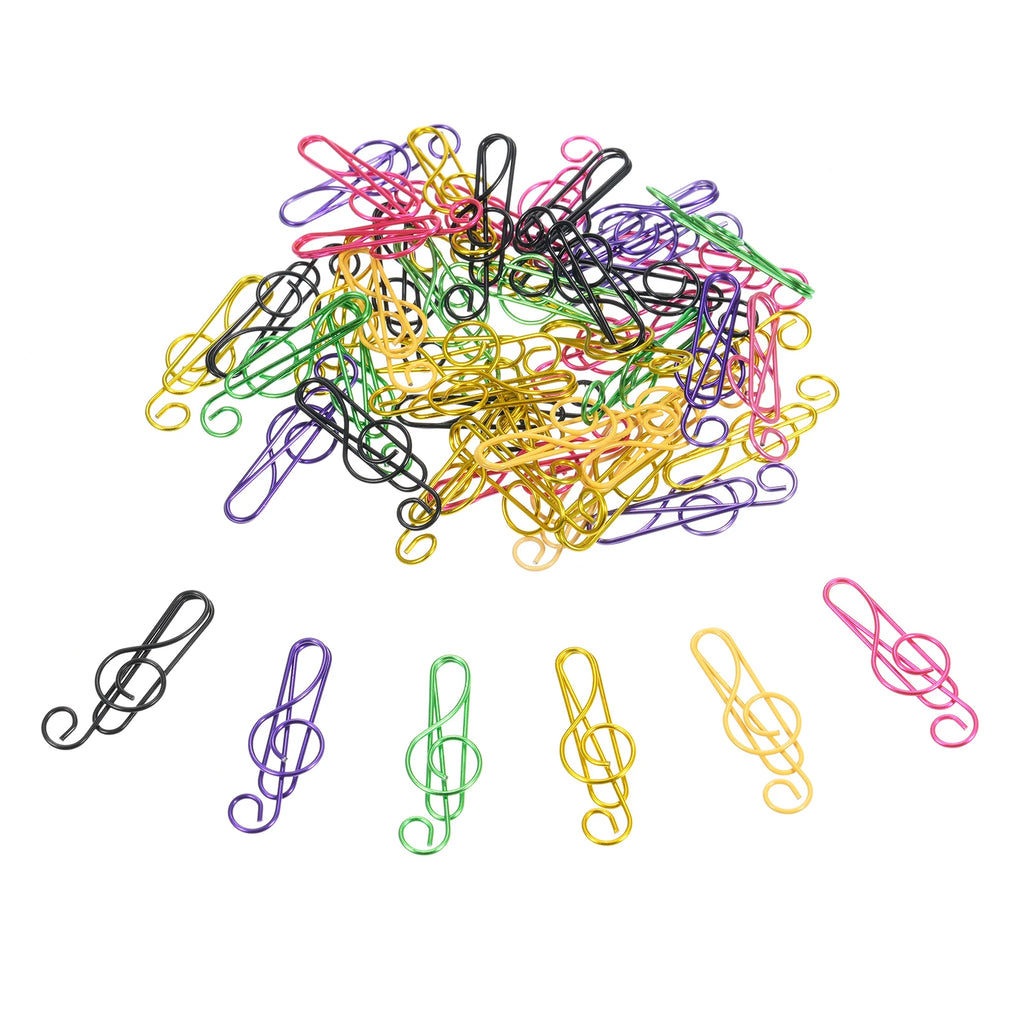 30/50/100PCS  Paper Clips Cute  Musical Note Paperclip Multicolor Metal Bookmarks for Music Enthusiast for Party Invitation Card