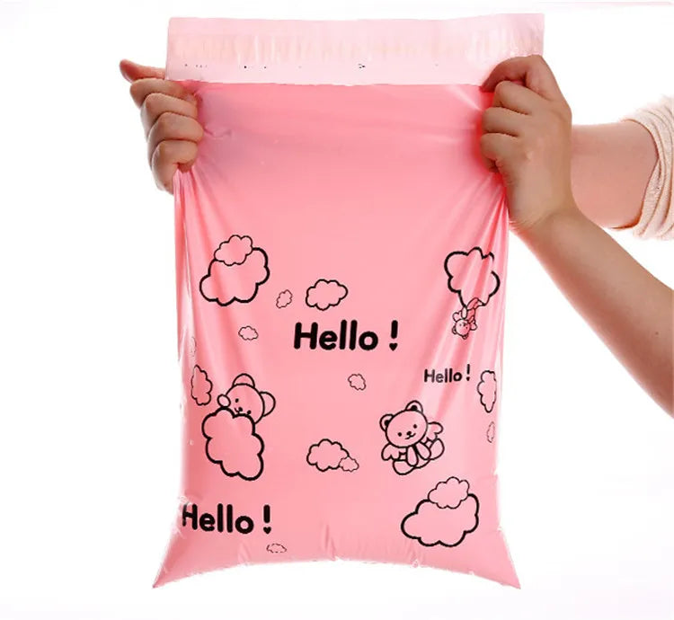 100PCS Lovely Baby Pink Poly Mailer Adhesive Envelope Shipping Bags DIY Bra Skirt Shoe Box Toys Present Gift Packaging Pouches