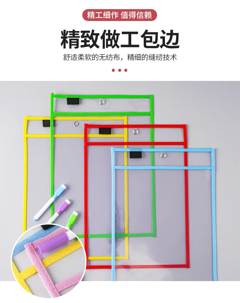 File Set Hanging Set Storage Bag Pet Transparent Dry Erase Bag Document Holder Clear Plastic Organizer Pouch