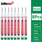 1-90Pcs Waterproof White Long Head Markers Pen 2cm Woodworking Deep Hole Marker Pens Metal Carpenter Black/Red/Blue/Green Ink