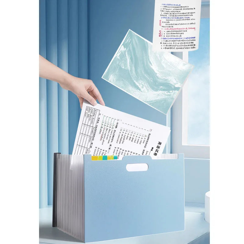 A4 Accordion File Bag with Handle Multi-layer Expandable Document Folder Large Capacity Desk Standable Organizer